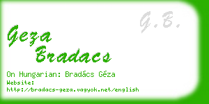 geza bradacs business card